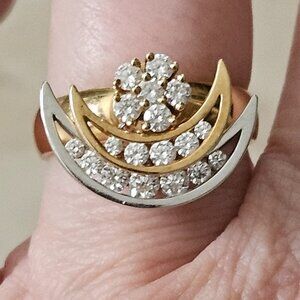 VINTAGE ESTATE NORMAN TEUFEL SUN MOON DIAMOND 14K GOLD SPINNER SPIN MOTION RING